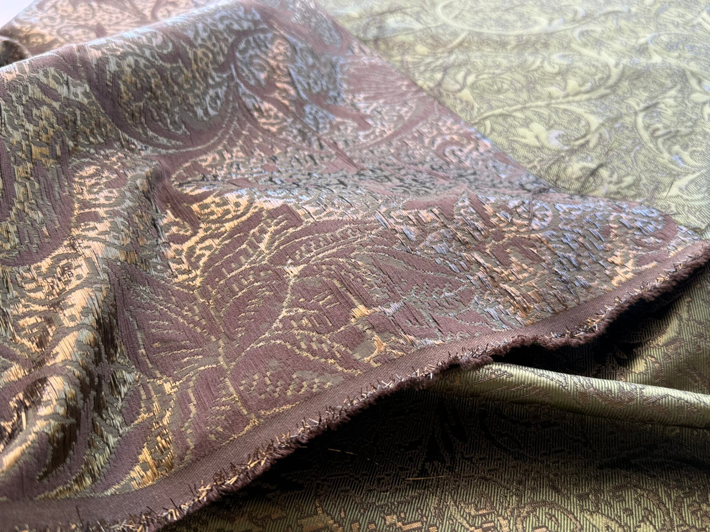 by yard Boboli Garden Silk Damask Italian Metallic Deep Charteuse Green Gold MSRP USD 568/yard