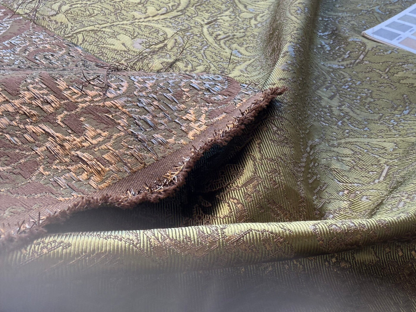 by yard Boboli Garden Silk Damask Italian Metallic Deep Charteuse Green Gold MSRP USD 568/yard