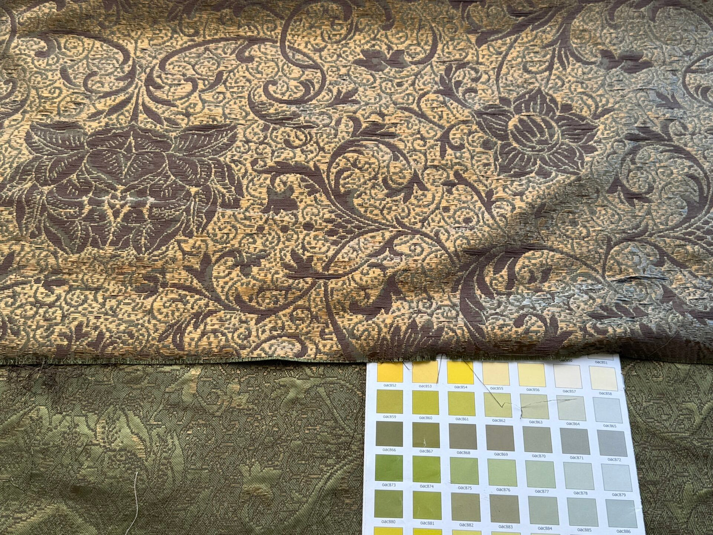 by yard Boboli Garden Silk Damask Italian Metallic Deep Charteuse Green Gold MSRP USD 568/yard