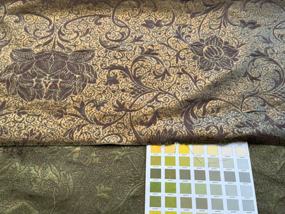by yard Boboli Garden Silk Damask Italian Metallic Deep Charteuse Green Gold MSRP USD 568/yard