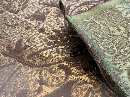 by yard Boboli Garden Silk Damask Italian Metallic Deep Charteuse Green Gold MSRP USD 568/yard