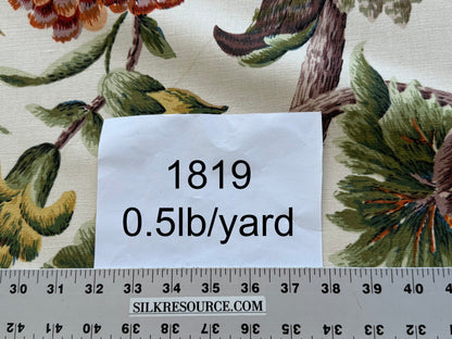 By yard Highlander Historical Chintz print Grand Jacobean Cantalope Orange Red Green Tree of Life Cotton Block Print Made in US MSRP USD298/y