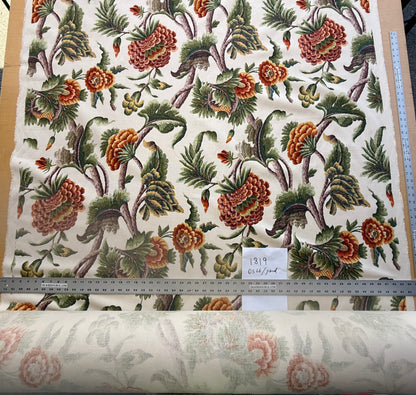 By yard Highlander Historical Chintz print Grand Jacobean Cantalope Orange Red Green Tree of Life Cotton Block Print Made in US MSRP USD298/y