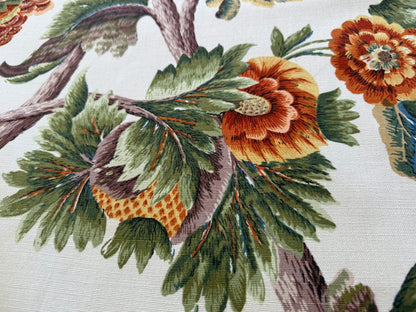 By yard Highlander Historical Chintz print Grand Jacobean Cantalope Orange Red Green Tree of Life Cotton Block Print Made in US MSRP USD298/y