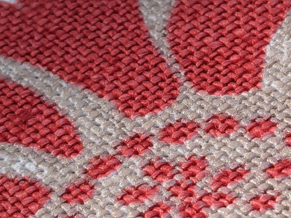 Scalamandre  CALAIS LINEN PRINT in Coral Pink Red Mediterrinan Pomegranite Block Print Heavy Linen MSRP USD300+/y