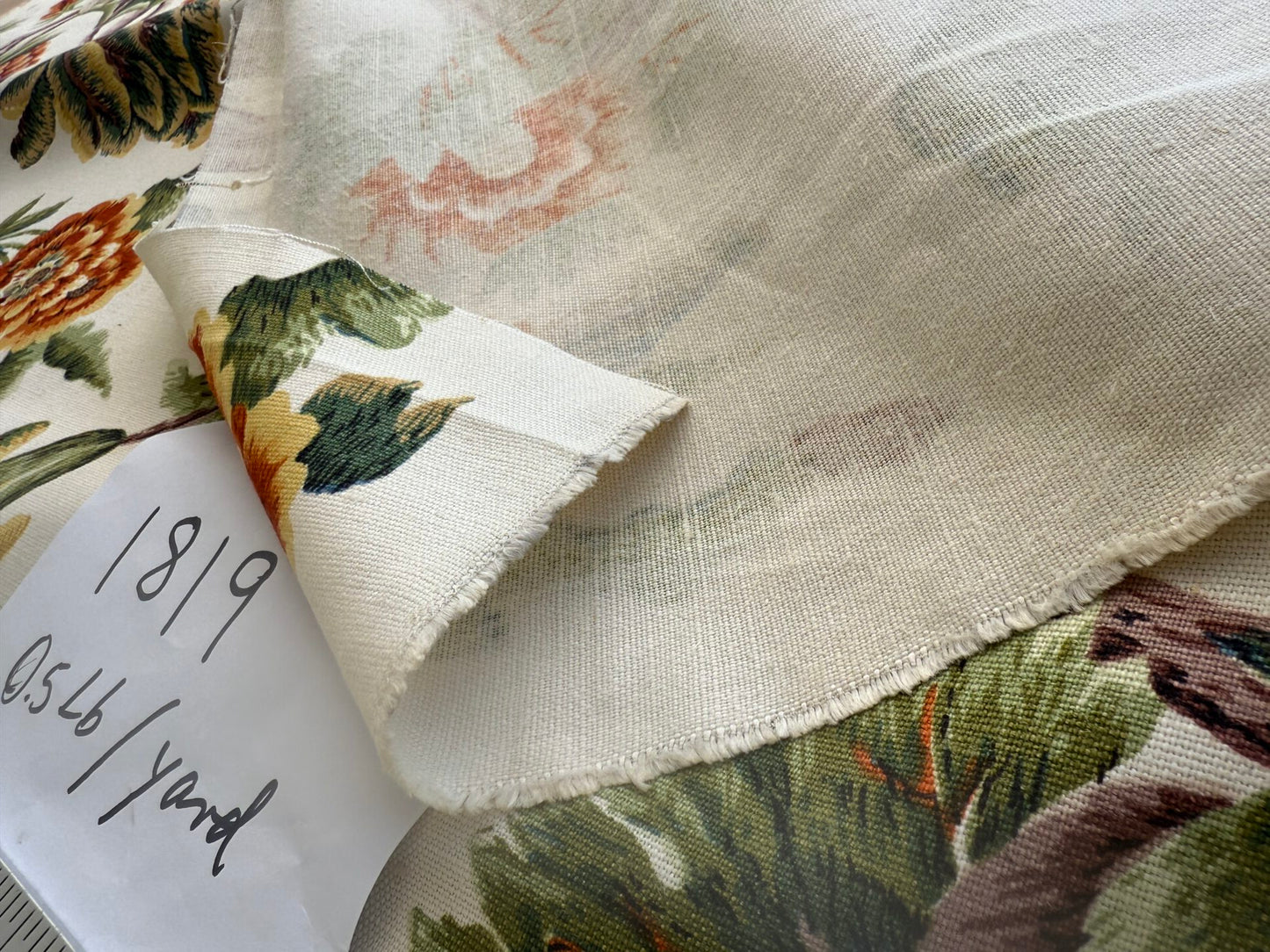 By yard Highlander Historical Chintz print Grand Jacobean Cantalope Orange Red Green Tree of Life Cotton Block Print Made in US MSRP USD298/y