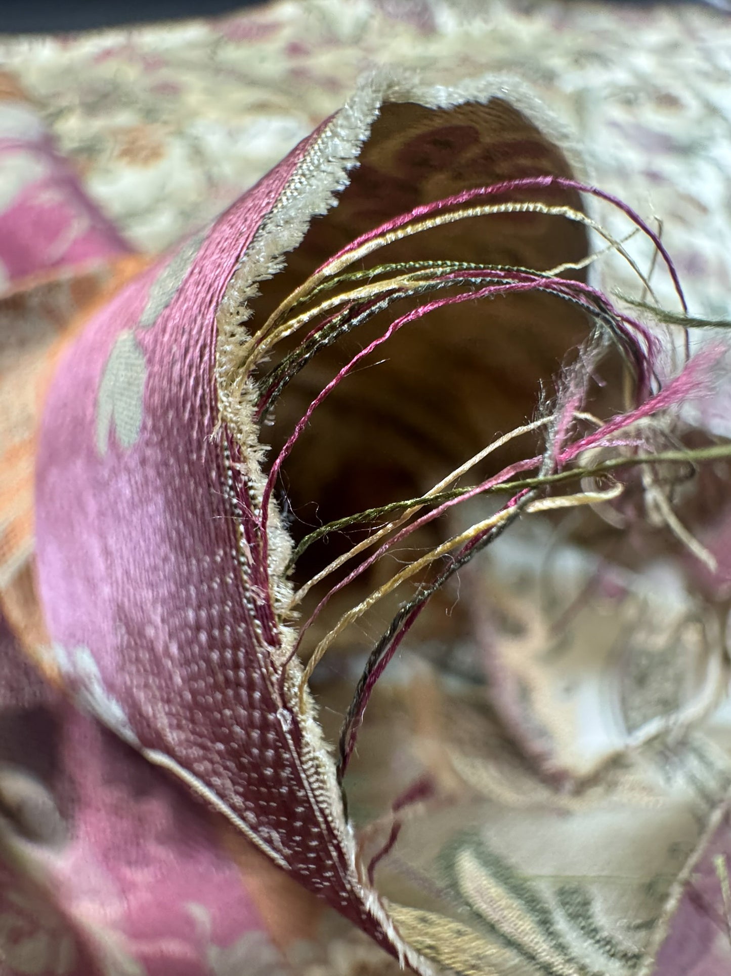 Fairy Tale Garden Silk Lampas 100% Silk Lampas Floral Historical William Morris  Cream Red Pink Gold Green Rainbow - 29 inches