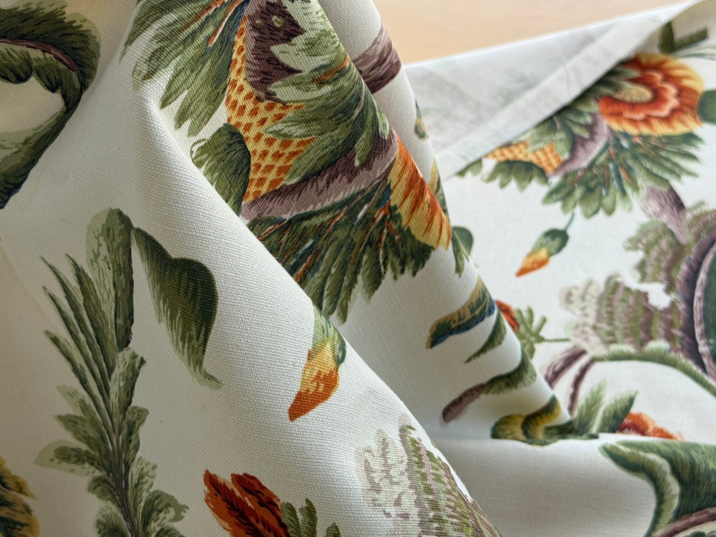 By yard Highlander Historical Chintz print Grand Jacobean Cantalope Orange Red Green Tree of Life Cotton Block Print Made in US MSRP USD298/y