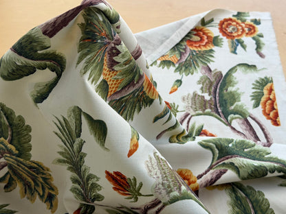 By yard Highlander Historical Chintz print Grand Jacobean Cantalope Orange Red Green Tree of Life Cotton Block Print Made in US MSRP USD298/y