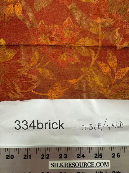 Rm Coco 100% Silk Lampas Autumn Tri-leaf Flower "Brick" Orange Red Gold MSRP USD 199.90/y