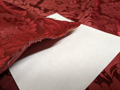 High End Veranda Renaissance Damask 100% Silk Ruby Red Crimson