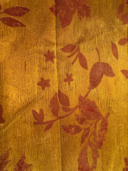 Rm Coco 100% Silk Lampas Autumn Tri-leaf Flower "Brick" Orange Red Gold MSRP USD 199.90/y