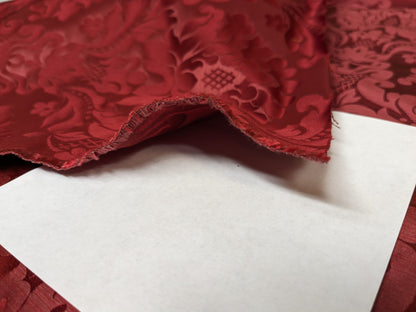 High End Veranda Renaissance Damask 100% Silk Ruby Red Crimson