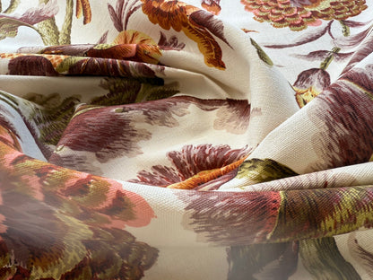 By yard Highlander Historical Chintz Print Grand Jacobean Orange Rust Tree of Life Cotton Block Print Made in US MSRP USD298