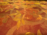 Rm Coco 100% Silk Lampas Autumn Tri-leaf Flower "Brick" Orange Red Gold MSRP USD 199.90/y