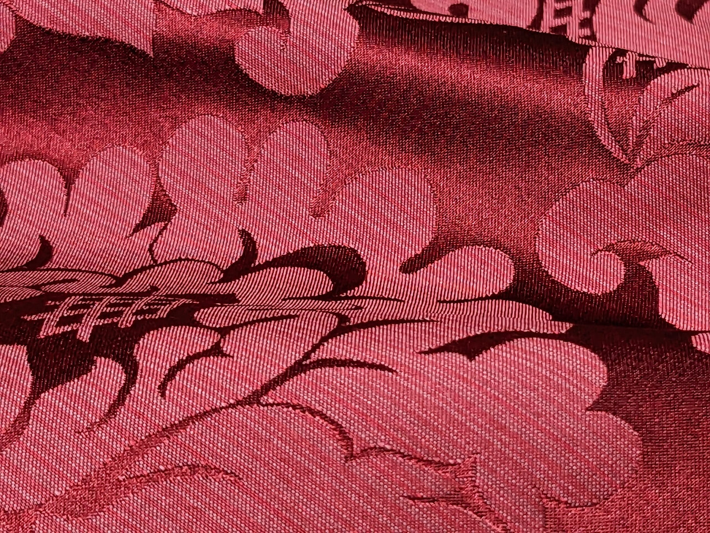 High End Veranda Renaissance Damask 100% Silk Ruby Red Crimson