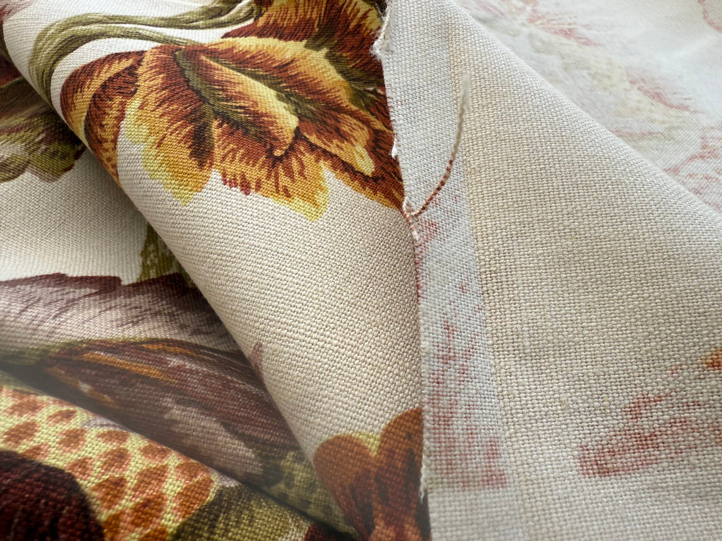 By yard Highlander Historical Chintz Print Grand Jacobean Orange Rust Tree of Life Cotton Block Print Made in US MSRP USD298