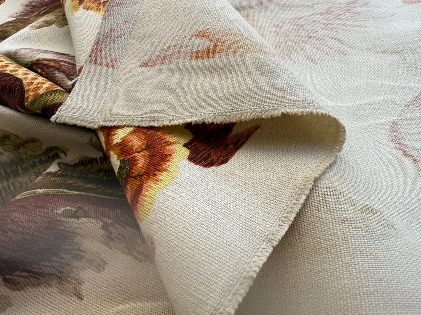 By yard Highlander Historical Chintz Print Grand Jacobean Orange Rust Tree of Life Cotton Block Print Made in US MSRP USD298