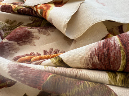 By yard Highlander Historical Chintz Print Grand Jacobean Orange Rust Tree of Life Cotton Block Print Made in US MSRP USD298