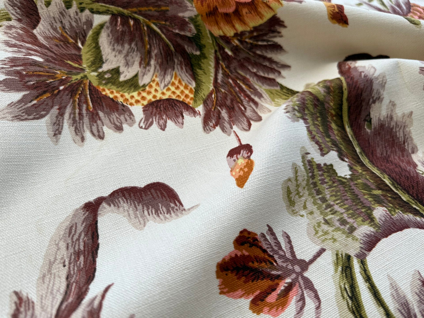 By yard Highlander Historical Chintz Print Grand Jacobean Orange Rust Tree of Life Cotton Block Print Made in US MSRP USD298