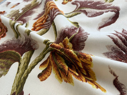 By yard Highlander Historical Chintz Print Grand Jacobean Orange Rust Tree of Life Cotton Block Print Made in US MSRP USD298