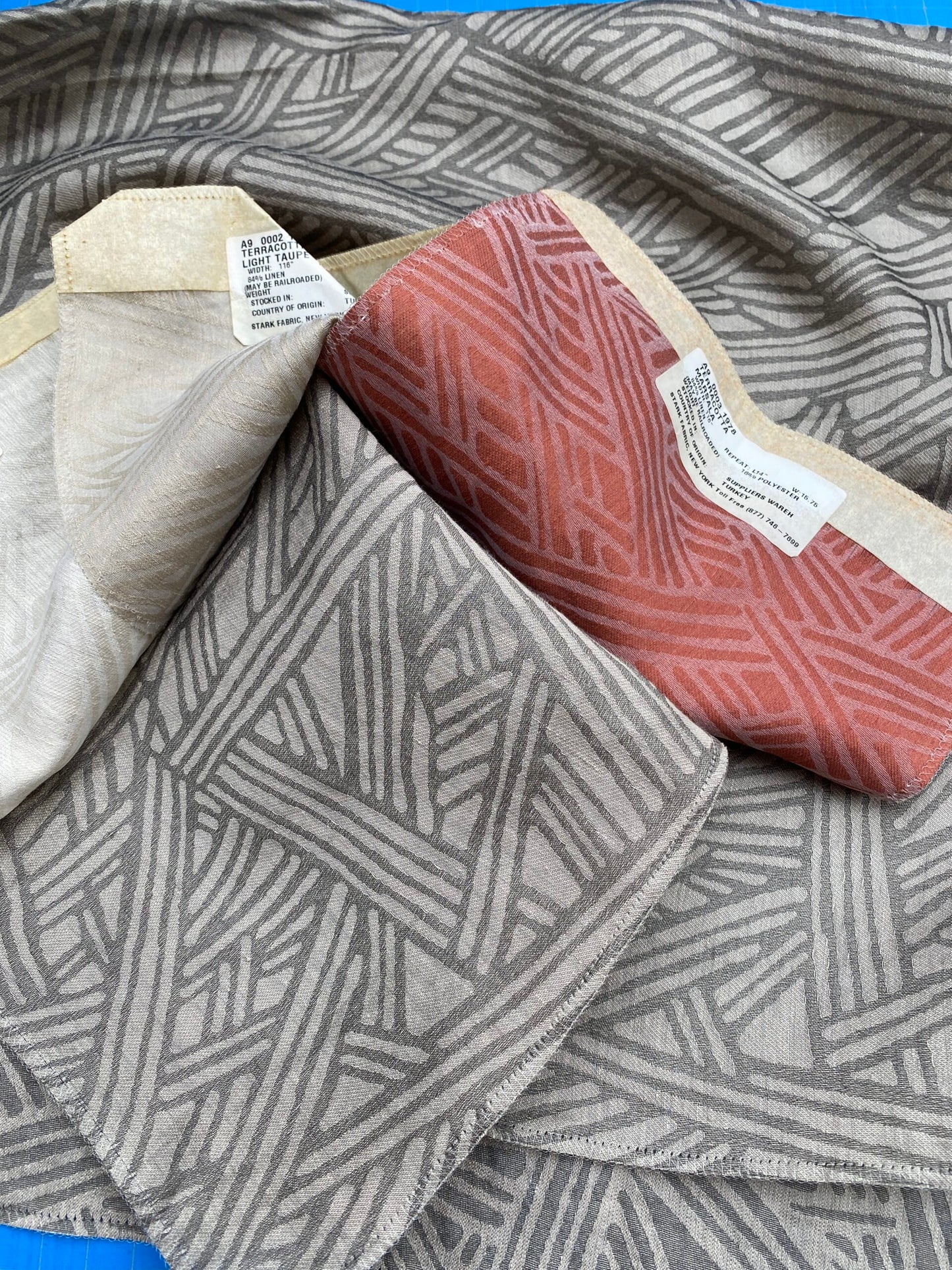 18 Berkbox76 Square Jacquard by Aldeco Terracota Dark Taupe Gray Brown Abstract 1yd x 30" MSRP USD 270/y