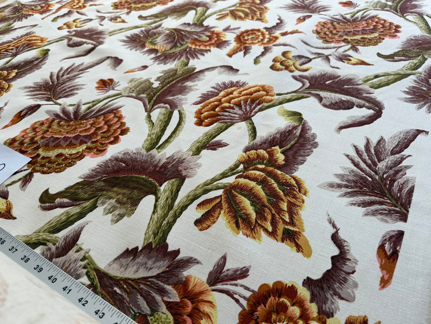 By yard Highlander Historical Chintz Print Grand Jacobean Orange Rust Tree of Life Cotton Block Print Made in US MSRP USD298