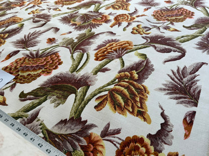 By yard Highlander Historical Chintz Print Grand Jacobean Orange Rust Tree of Life Cotton Block Print Made in US MSRP USD298