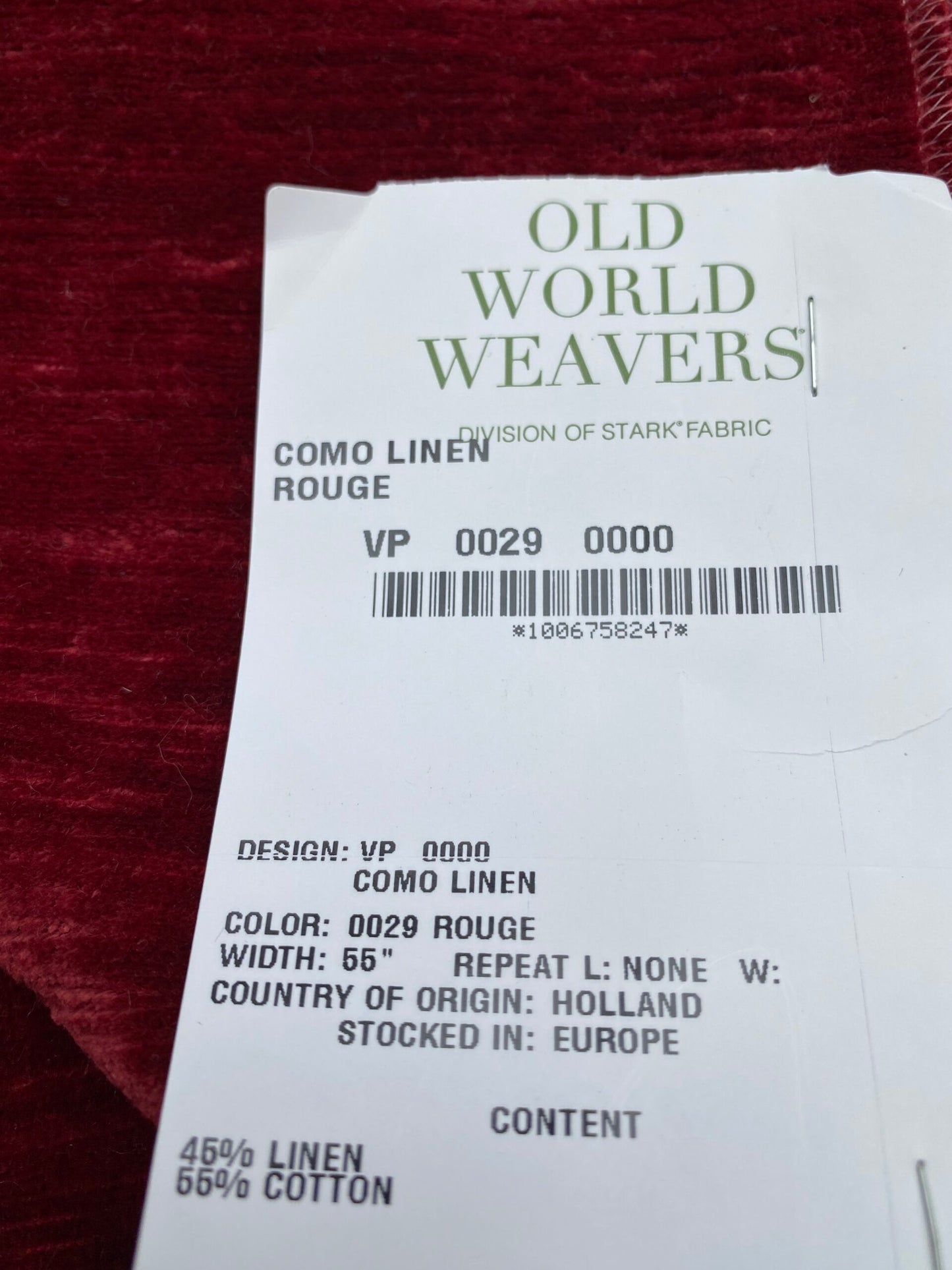 19 Berkbox76 Square Velvet by Old World Weavers Como Linen Rouge Red Velvet Texture MSRP USD354/y