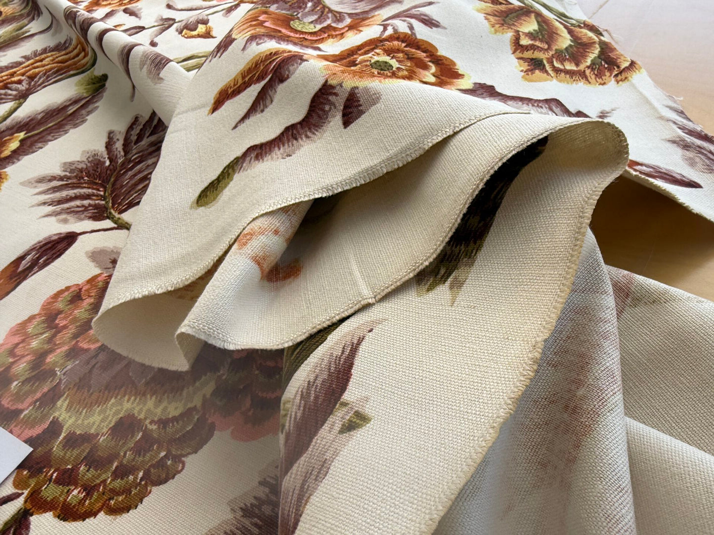 By yard Highlander Historical Chintz Print Grand Jacobean Orange Rust Tree of Life Cotton Block Print Made in US MSRP USD298