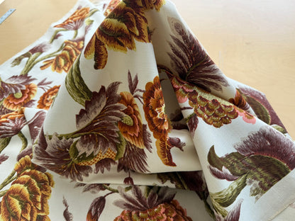 By yard Highlander Historical Chintz Print Grand Jacobean Orange Rust Tree of Life Cotton Block Print Made in US MSRP USD298