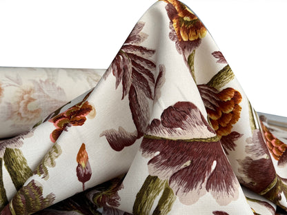 By yard Highlander Historical Chintz Print Grand Jacobean Orange Rust Tree of Life Cotton Block Print Made in US MSRP USD298