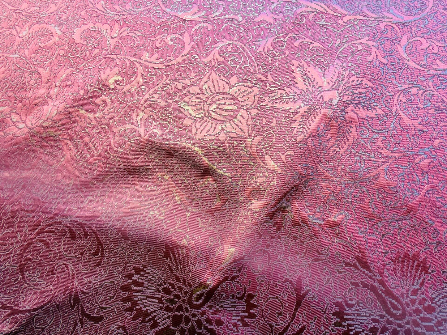 by yard Boboli Garden Silk Damask Italian Metallic Red Spice Rose MSRP USD 568/yard
