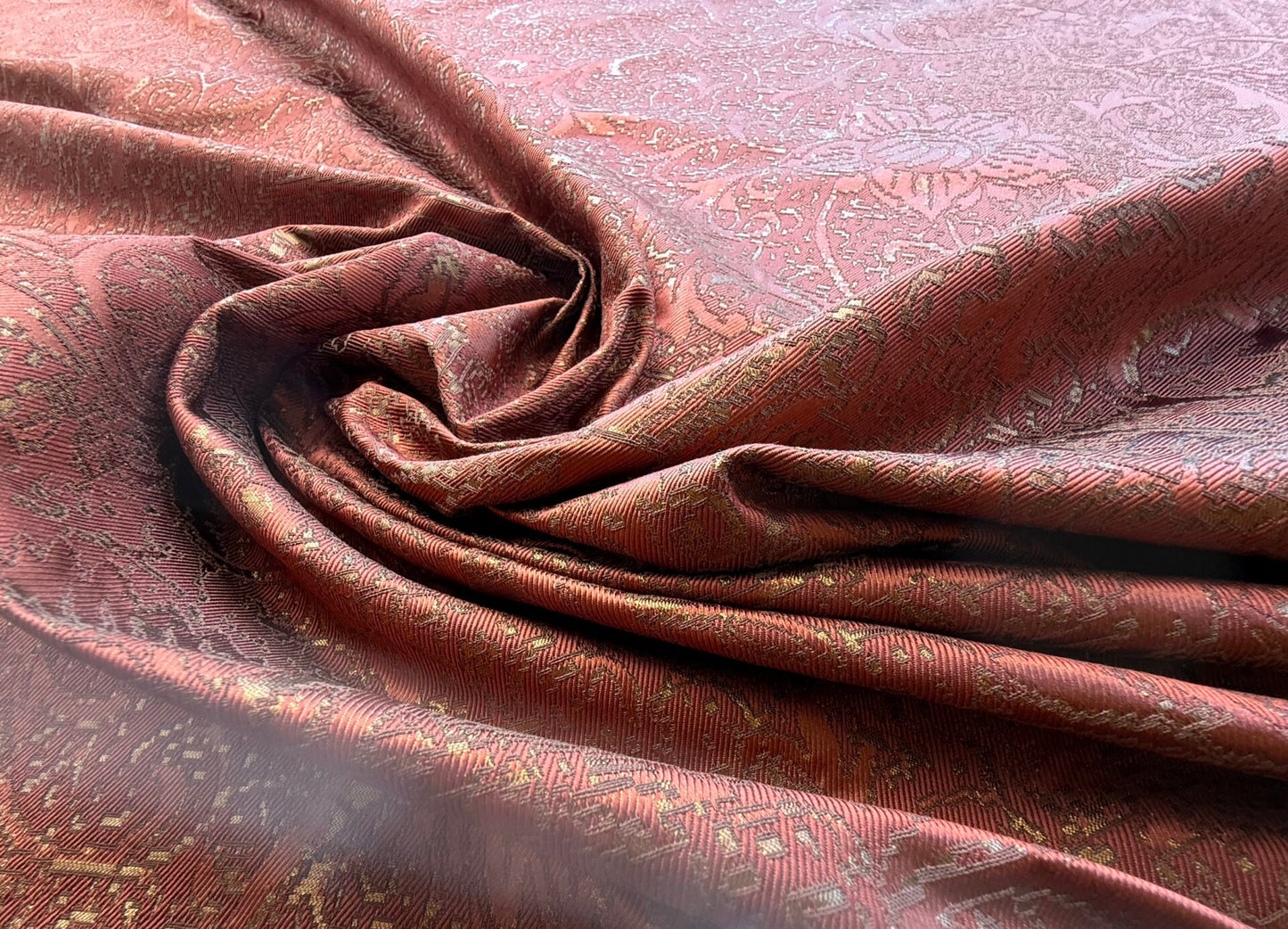 by yard Boboli Garden Silk Damask Italian Metallic Red Spice Rose MSRP USD 568/yard