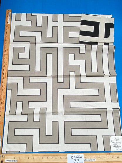 1 Berkbox77 Square Printed Fabrics by Grey Watkins Long Garden Grey Cream White Black Geometric MSRP USD156/y