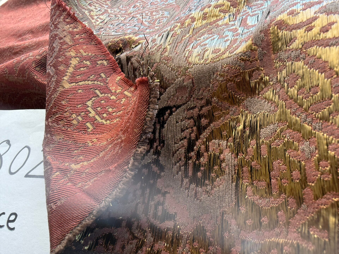 by yard Boboli Garden Silk Damask Italian Metallic Red Spice Rose MSRP USD 568/yard