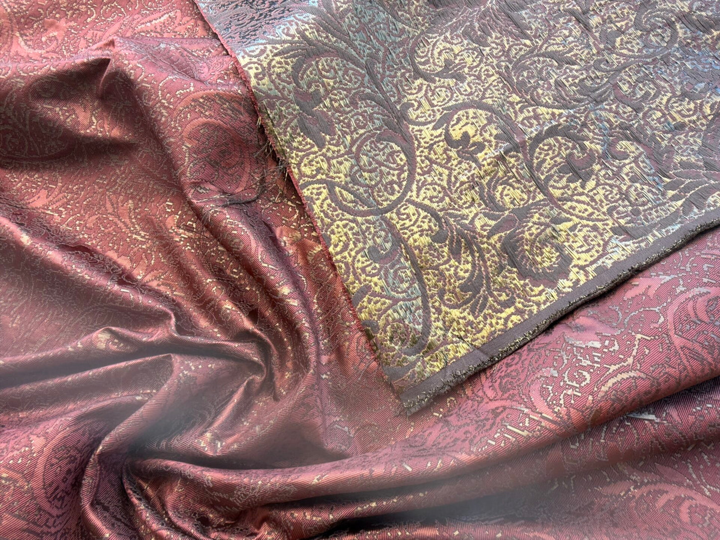 by yard Boboli Garden Silk Damask Italian Metallic Red Spice Rose MSRP USD 568/yard
