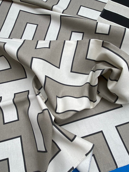 1 Berkbox77 Square Printed Fabrics by Grey Watkins Long Garden Grey Cream White Black Geometric MSRP USD156/y