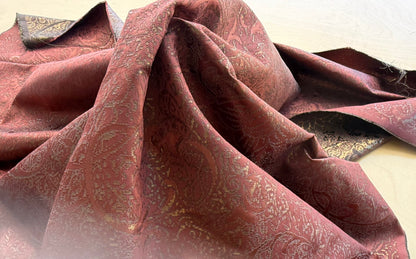 by yard Boboli Garden Silk Damask Italian Metallic Red Spice Rose MSRP USD 568/yard