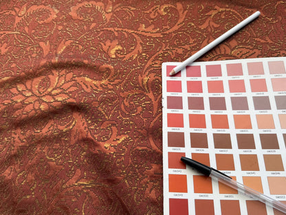 by yard Boboli Garden Silk Damask Italian Metallic Red Spice Rose MSRP USD 568/yard