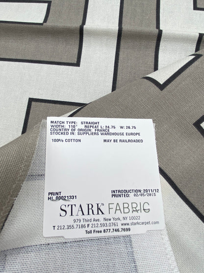 2 Berkbox77 Square Printed Fabrics by Grey Watkins Long Garden Grey Cream White Black Geometric 1.2yd x 25" MSRP USD156/y