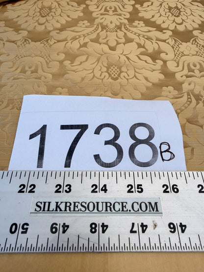 0.88 yards High End Veranda Renaissance Damask 100% Silk Pale Yellow Gold