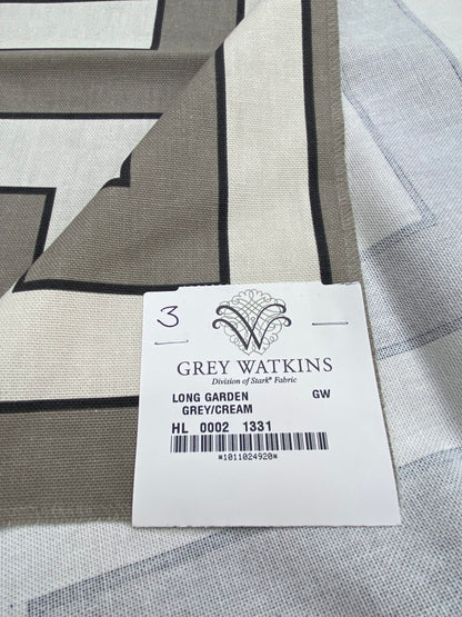 3 Berkbox77 Square Printed Fabrics by Grey Watkins Long Garden Grey Cream White Black Geometric 1.2yd x 26" MSRP USD156/y