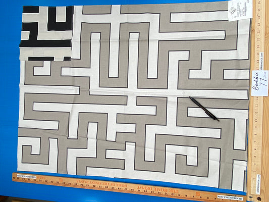 4 Berkbox77 Square Printed Fabrics by Grey Watkins Long Garden Grey Cream White Black Geometric 1yd x 26" MSRP USD156/y