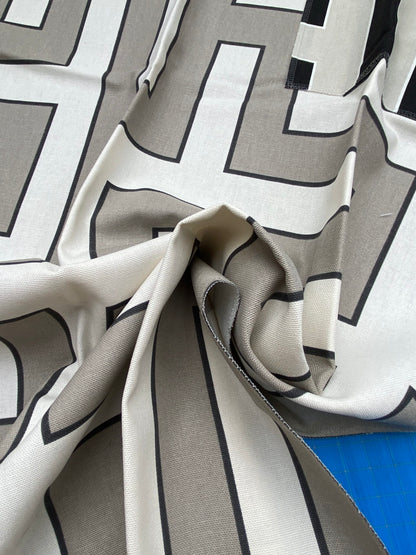 4 Berkbox77 Square Printed Fabrics by Grey Watkins Long Garden Grey Cream White Black Geometric 1yd x 26" MSRP USD156/y