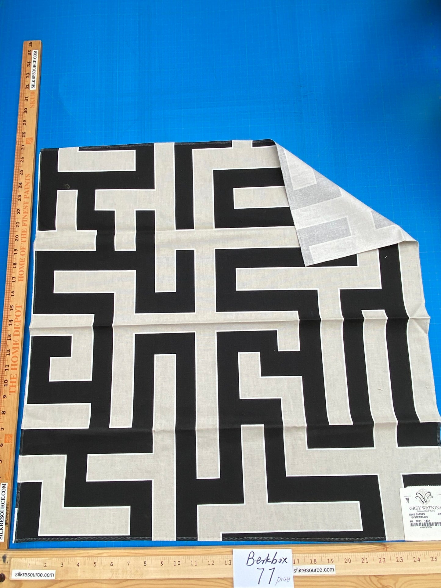 5 Berkbox77 Square Printed Fabrics by Grey Watkins Long Garden Black White Gray Geometric MSRP USD156/y