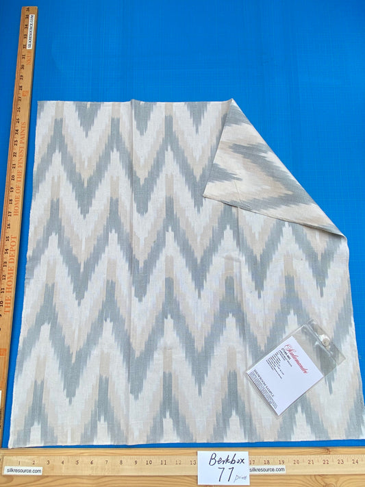 6 Berkbox77 Square Printed Fabrics by Scalamandre Adras Ikat Weave Mineral Gray White Beige Cotton MSRP USD150/y
