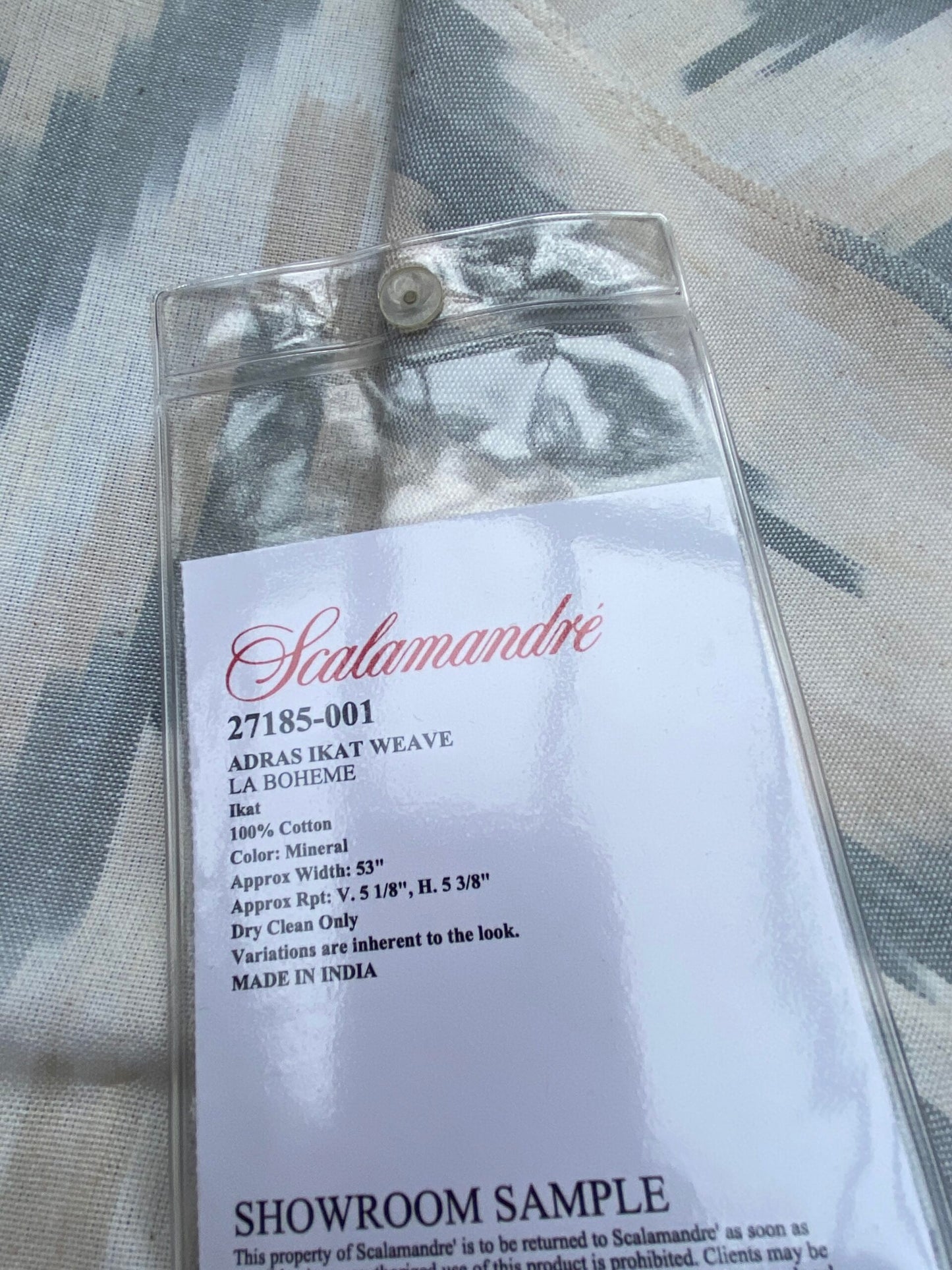 6 Berkbox77 Square Printed Fabrics by Scalamandre Adras Ikat Weave Mineral Gray White Beige Cotton MSRP USD150/y