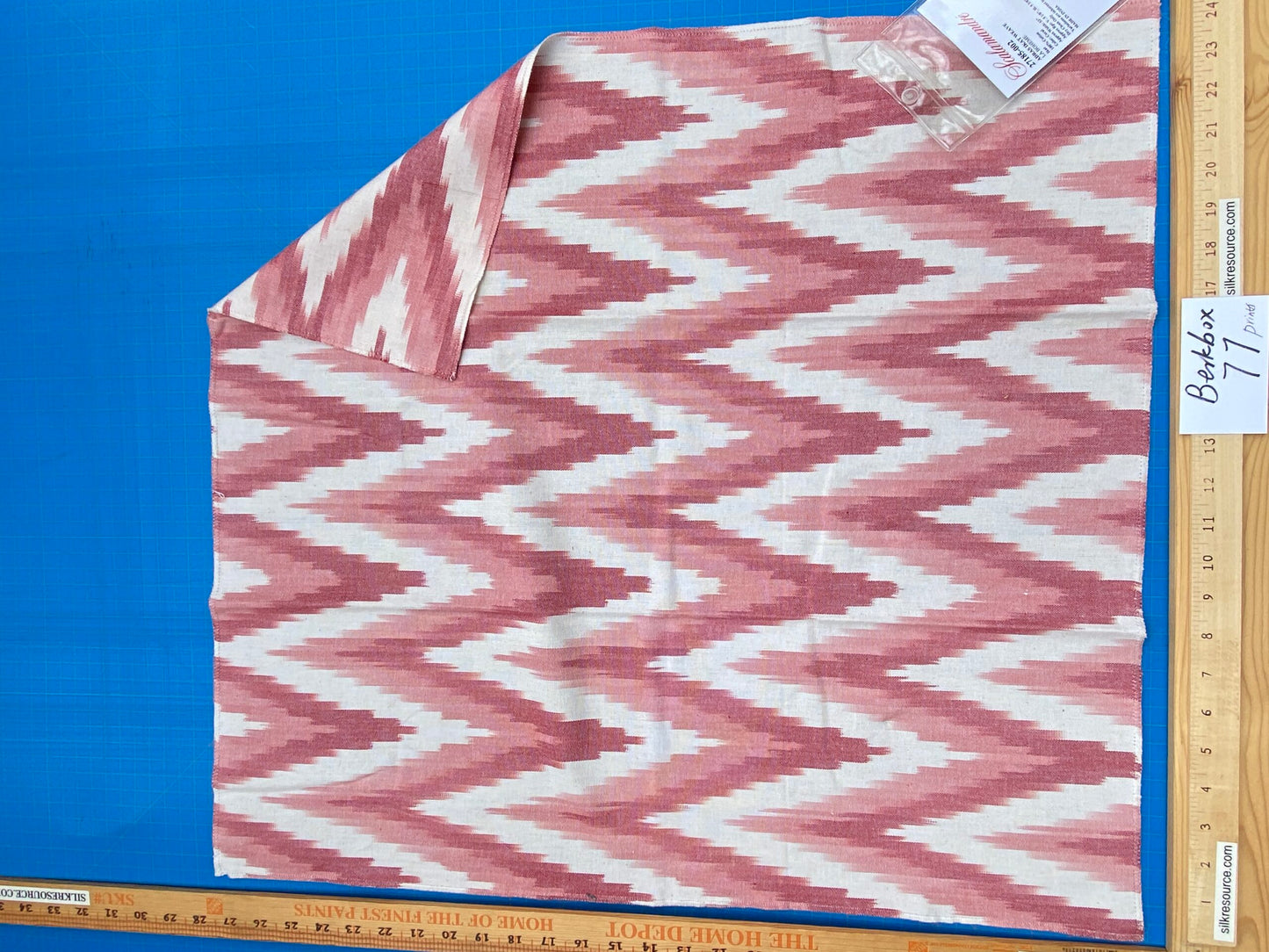 8 Berkbox77 Square Printed Fabrics by Scalamandre Adras Ikat Weave Coral Red Orange White Cotton MSRP USD150/y