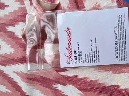 8 Berkbox77 Square Printed Fabrics by Scalamandre Adras Ikat Weave Coral Red Orange White Cotton MSRP USD150/y